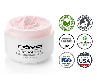 RAYA Mint Soufflé Facial Cleanser 4 oz (102) | pH Balanced Face Wash for Oily and Combination Skin| Helps Clear Clogged Pores and Smooth Complexion