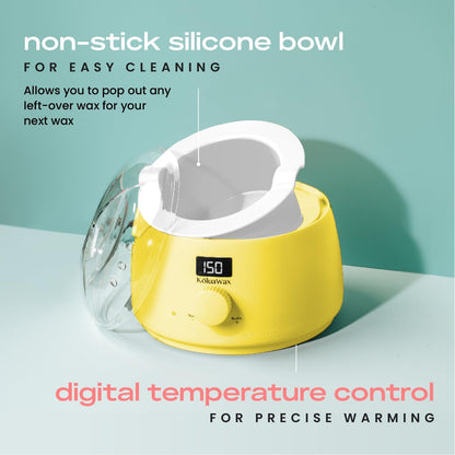 KoluaWax Premium Waxing Kit for Women - Hot Melt Hard Wax Warmer for Hair Removal, Eyebrow, Bikini, Legs, Face, Brazilian Wax - Machine, 4-Pack Beads, Accessories, Sun