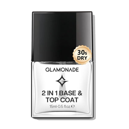 Base Top Coat Nail Polish: 2 in 1 Clear Quick Dry Nail Polish Color Protection Long Lasting Shine Polish Resists Smudging Chipping Fading Fast Air Dry Nail Coat for Women