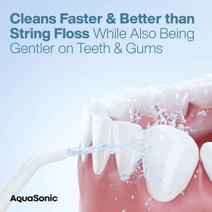 AquaSonic Aqua Flosser - Professional Cordless Oral Irrigator with 4 Tips and Travel Bag, IPX7 Waterproof with 3 Modes