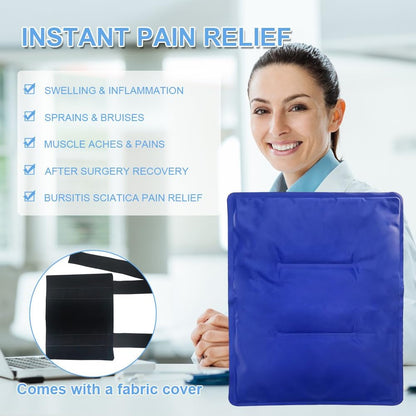 Gel Soft Flexible Ice Packs for Injuries - Reusable Freezer Cold Pack, Hot Cold Compress Therapy Cooling Gel Pad Wrap for Shoulder, Hip, Knee, Back, Leg, Injury, Swelling, Bruises, Surgery - 11" x 14"