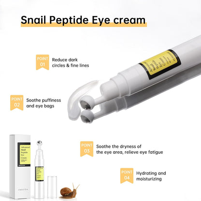 Snail Peptide Eye Cream For Moisturizing, 2 Pcs Snail Mucin Eye Cream With Niacinamide, Hyaluronic Acid, 34 ML Snail Eye Cream For Dark Circles, Puffiness and Fine Lines.