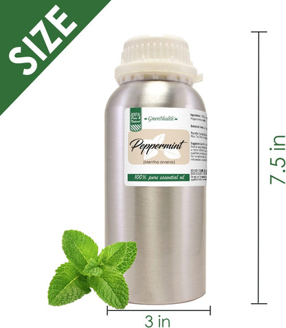16 fl oz - Peppermint Essential Oil (100% Pure & Uncut), Aluminum Bottle - GreenHealth