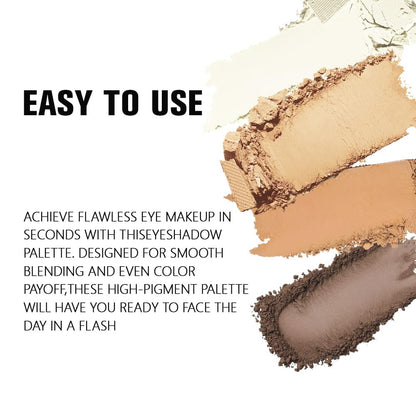 Powder Eyeshadow Quad, Light Medium Beige Brown Matte Eye Shadow Palette Makeup, Neutral Vegan Shimmer Quads Eye Shadow Palette for Older Women Pigmented Waterproof, paleta de sombras de ojos