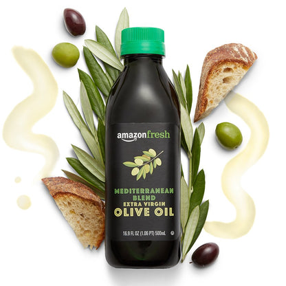 Amazon Fresh, Mediterranean Extra Virgin Olive Oil, 16.9 Fl Oz (Pack of 2)