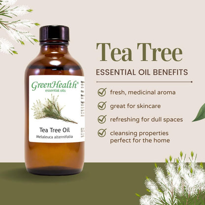2 Bottles - 16 fl oz Tea Tree Essential Oil (100% Pure & Uncut), Aluminum Bottle - GreenHealth