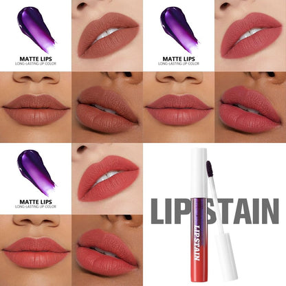 evpct 3Pcs Nude Brown Brownish Red & Orange Red Peel Off Lip Stain Tints, Matte Liquid Lipstick Lip Stain Long Lasting Waterproof for Women, Longwear Lipstick Peel Off Highly Pigmented Easy to Apply