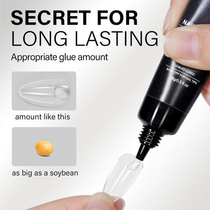 AILLSA Nail Gel Glue 2PCS Lamp Curing Needed Super Strong Nails Tip Glues Semi-Solid Professional False Gel Nail Glue for Acrylic Nail Tips Press on Nails