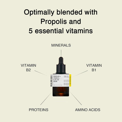 TOUN28 Propolis Vitamin C B3 B5 B6 Serum 1.01 fl.oz / 30ml | Nutrient Face Serum for Dry and Tired Skin | With Propolis and Pure Vitamin C | Allergen-free and Cruelty-free