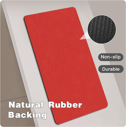 Bath Mat, Bathroom Rugs Non Slip Washable Thin Absorbent Quick Dry Bath Mat Fits Under Door Bathroom Floor Mat Perfect for Bath, Shower, or Sink 36"x60" Red