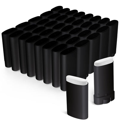 Wesiti 100 Pcs Plastic Empty Deodorant Containers 1/2 oz Travel Deodorant 15ml Refillable Containers Tubes Oval Lip Balm Tubes for Lip Balm DIY(Black)