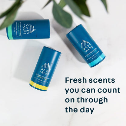Oars + Alps Aluminum Free Deodorant for Men and Women, Dermatologist Tested and Made with Clean Ingredients, Travel Size, Fresh Ocean Splash, 3 Pack, 2.6 Oz Each