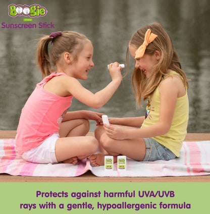 Baby Sunscreen Stick by Boogie Block, Mineral Sunscreen SPF 50, Travel Size Sunblock for Kids, Zinc Oxide, Water Resistant, Vegan, Fragrance Free Pack of 3