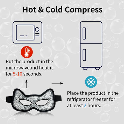Cooling Eye Mask, Gel Eye Mask Hot Cold Use, Cold Eye Mask for Puffy Eyes, Dry Eyes, Headaches, Migraines, Sinus, Dark Circles (2 Black)