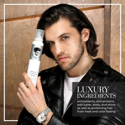 Avenue Man Argan Oil Mousse - Thickening & Volumizing Mousse for Men - Strong Hold, Frizz Control & Humidity Resistance - Herbal-Infused Mens Hair Foam - Long-Lasting Hair Mousse for Men (6.0 oz)