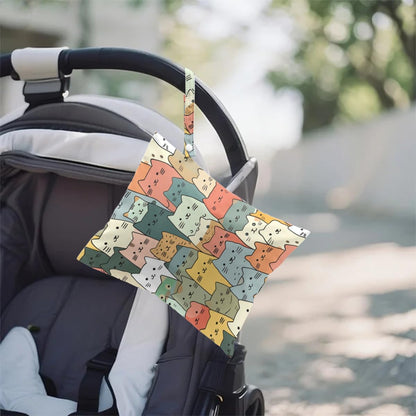 2Pcs Cat Wet Bag 12x10 Inch, Funny Cats Waterproof Reusable Wet Dry Bag, Washable Travel Laundry Bags for Swimsuit Pool Travel Beach Diapers Dirty Yoga Gym Clothes, Cat Gifts for Women Friend Family