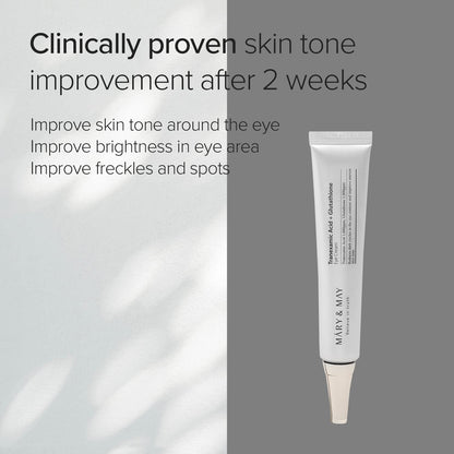 Mary&May Tranexamic Acid + Glutathione Eye Cream, Tranexamic Acid 1.05 Fl Oz / 30ml | Reduces Dark Cireles in the Eye, Improve Uneven Skin Tone | EWG Green