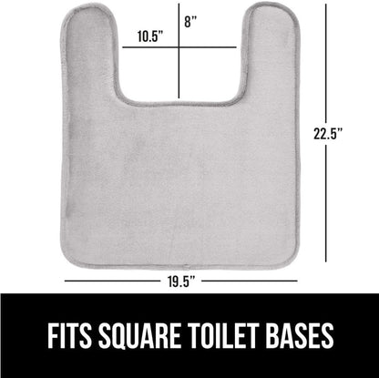 GORILLA GRIP Thick Memory Foam Toilet Rug for Bathroom, Square Shaped Washable, Absorbent Velvet Topside Floor Mats, Machine Wash, Cushioned Luxury Rugs for Bath Room, 22.5 x 19.5 Soft Gray
