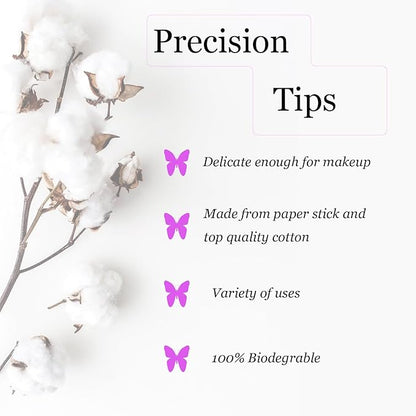 Precision tip cotton swabs/double pointed