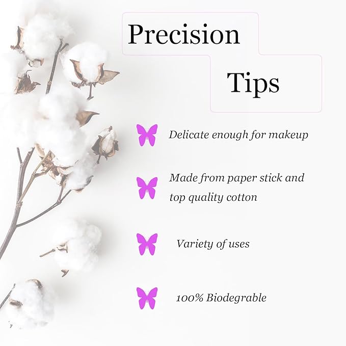 Precision tip cotton swabs/double pointed