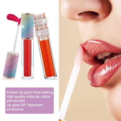 AMORIX 72 Pack 5ml Crystal Rhinestone Lip Gloss Tubes with Wand 5ml Empty Lip Gloss Containers Lipgloss Bottles with Stoppers 4pcs Syringes + Labels for DIY Lip Gloss Balm