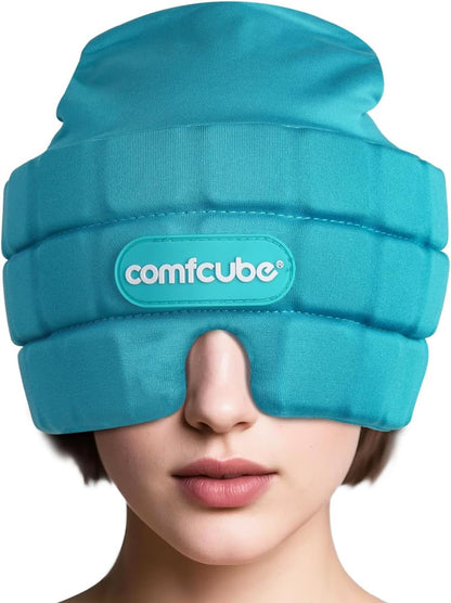 Migraine & Headache Relief Ice Cap, 2 Hours Long Lasting Cold Therapy Wearable & Washable Form Fitting Ice Hat for Sinus & Stress Relief, Puffy Eyes, Severe Migraines, Chemo
