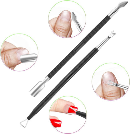 Cuticle Trimmer Cuticle Remover with Cuticle Pusher, XUNXMAS Professional Stainless Steel Durable Pedicure Manicure Tools Cutter Nipper Scissor Clipper for Fingernails and Toenails Dead Skin Black