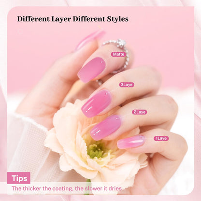16.5ml Jelly Sheer Pink Nail Polish Large Volume Quick Dry Hot Pink Nail Polish, Long Lasting Shine, Fingernail Toenail Nail Art DIY Home Travel Nail Art Gift