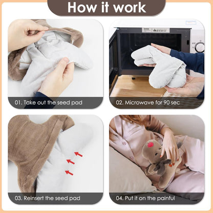 Microwave Heating Pad Unscented Deer Heating Pad Microwave, Microwave Bean Bag Animals Heating Pad for Neck and Shoulders, a Great Gift for Friends (Brown) - 1 Pack