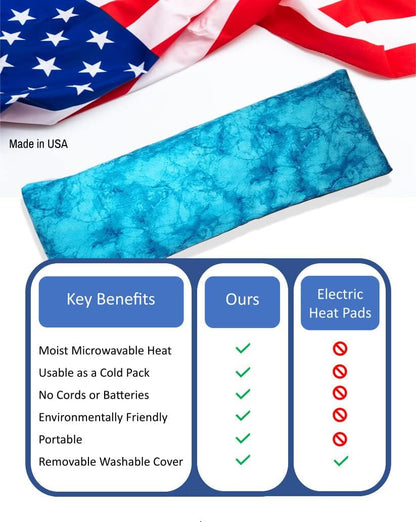 Microwavable Corn Filled Heating Pad and Cold Pack/Washable 100% Cotton Cover (Watermark - Aqua, 5.25in W x 17.25in L)