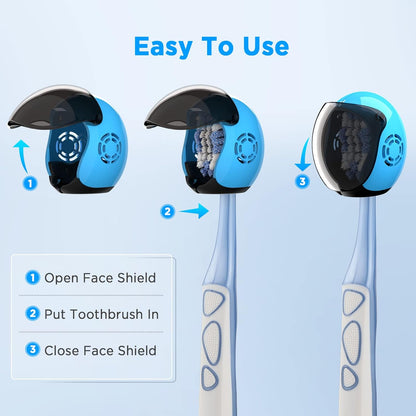 Helmet Toothbrush Covers Caps, Fits Most Manual and Electric Tooth Brushes, 4 Count (White, Black, Blue, Red)