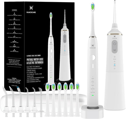 Upgraded Model Water flosser and Electric Toothbrush Combo-5 Brushing & Flossing Mode-Game-Changer for Your Oral Care Routine.2-in-1 Oral Clean Kit-for Teeth Cleaning and Gum Health(White)