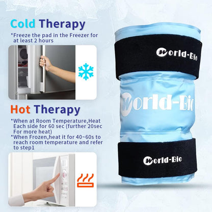 Knee Ice Pack Wrap for Pain Relief, Reusable & Flexible Gel Cold Pack for Leg Injuries, Swelling, Replacement Surgery, Hot & Cold Compress Knee Ice Wrap for Arthritis, Post-Surgery Recovery