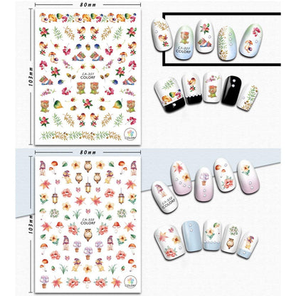 Kalolary Autumn Fall Nail Art Stickers Decals Maple Leaves Decals 3D Nail Stickers Harvest Pumpkin Maple Leaves Sunflower Squirrel for Women Girls Kids DIY Nail Design-12 Sheets