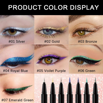 evpct 1Pcs Royal Blue Glitter Liquid Eyeliner Makeup, Light Blue Metallic Shimmer Eyeliner Liquid Eye Liner Eyeshadow Pencil Face Gems Glitter Facepaint Makeup, Blue Eyelashes Mascara hair Accessories