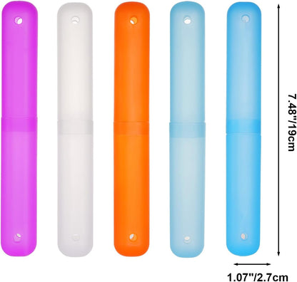 10PCS Plastic Toothbrush Case Five Colors Portable Dust-proof Toothbrush Cases Toothbrushes Holder for Daily and Travel Use(10)