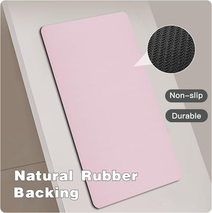 Pink Bath Mat, Bathroom Rugs Non Slip Washable Thin Absorbent Quick Dry Bath Mat Fits Under Door Bathroom Floor Mat Perfect for Bath, Shower, or Sink 20"x30" Pink