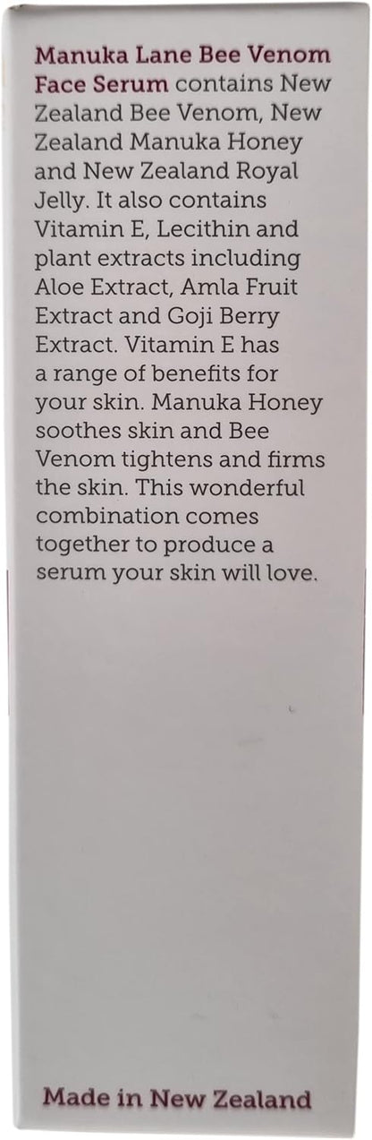 Bee Venom Face Serum for Face and Neck with Manuka Honey, Goji Extract and Vitamin E | Plant Based Formula | Carefully formulated to keep your skin young and healthy!