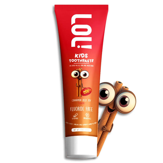 LOL Toddler Toothpaste, Nano Hydroxyapatite Toothpaste, Probiotics, Vitamins, Xylitol Tooth Paste Kids | Remineralizing | Natural | Plant-Based Foam | Pasta De Dientes para Niños (Cinnamon)