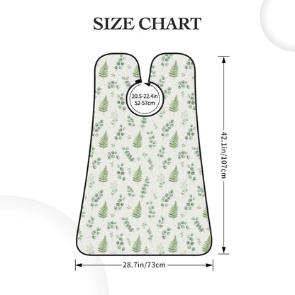 No-Slip Shaving Bib, Beard Grooming Apron with Strong Suction Cups, Watercolor Sage Green Leaf