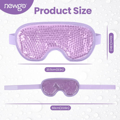 NEWGO Cooling Gel Eye Mask Reusable Cold Eye Mask for Puffy Eyes, Eye Ice Pack Eye Mask with Soft Plush Backing for Dark Circles, Migraine, Stress Relief - Purple