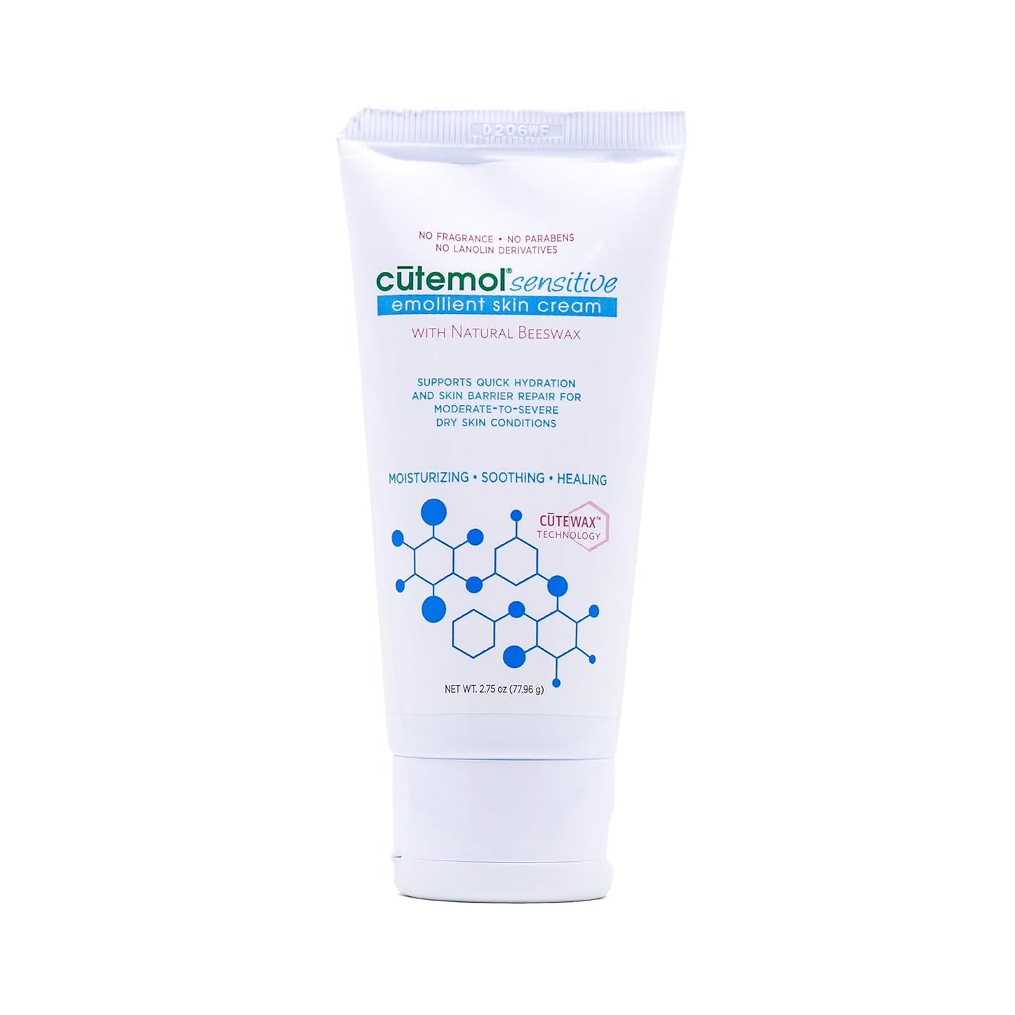 Cutemol Emollient Moisturizer for Sensitive Skin - Serious Moisturizing Cream for Damaged Skin Recovery - Fragrance Free Hydration for Cracked Hands & Feet, Eczema, Psoriasis & Dry Skin (2.75 oz)