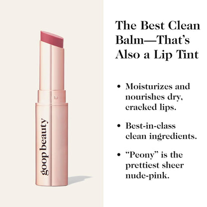 goop Beauty Tinted Lip Balm - Moisturizing, Soothing, Hydrating Lip Balm for Chapped, Cracked & Dry Lips, Nude-Pink Color, 0.16 oz
