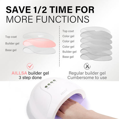 AILLSA Builder Gel for Nails 7 In 1 Nude Hard Gel Nail Polish for Nail Thickening Natural Color Strengthener Gels Nail Polish Light Neutral U V Gels for French Manicure Base Coat Needed 0.51 Oz GD80