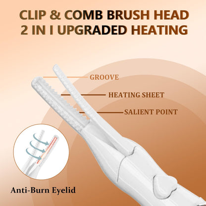 Heated Eyelash Curler, 2-in-1 Clip-Type Design, 3 Temperature Modes, USB Rechargeable Electric Eyelash Curler, Natural Curling 24H Long-Lasting Curl, Gift for Women & Girls, White-DA
