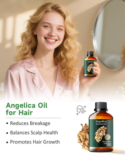 Angelica Root Essential Oil Pure Mumianhua Natural Angelica Oil for Diffuser, Aromatherapy, Skin, Hair, Massage & Candle Making 3.38 Fl Oz