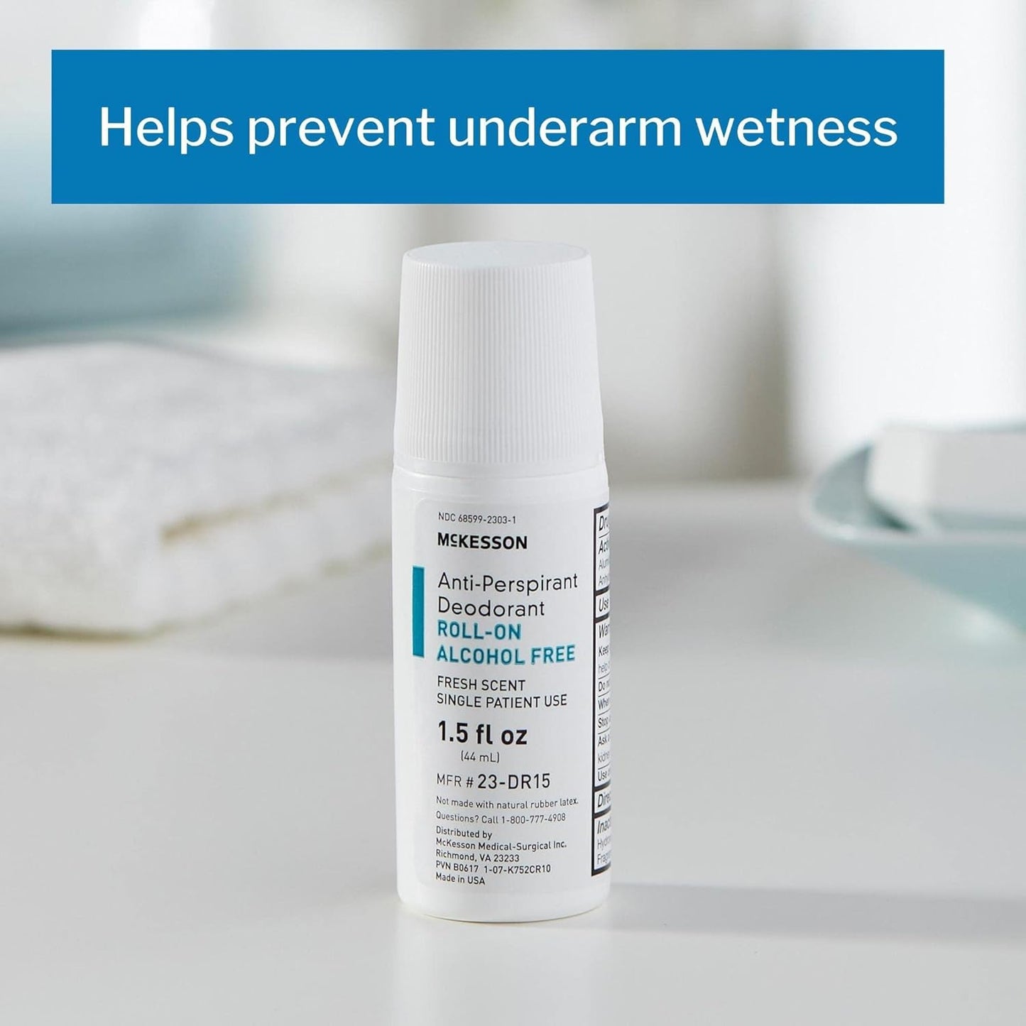 McKesson Antiperspirant Deodorant Roll-On Stick [Pack of 96] Bulk, Mini Travel Size, Alcohol-Free, Fresh Scent, 1.5 fl oz