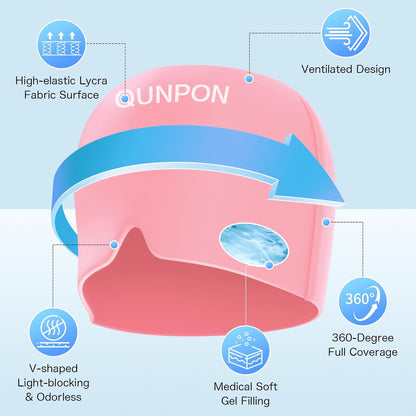 Migraine Relief Cap,Headache Relief Cap Ice Pack Mask, Cold Eye Face Hat Cooling Gel Head Wrap for Tension, Stress,Hangover Gifts for Women mom-Pink