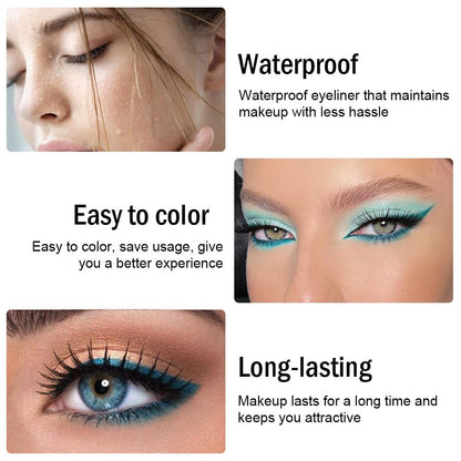 evpct 3Pcs Sky Sea Teal Blue green Gel Glitter Eyeliner Pencils Set for Women, Waterproof Smudge Proof lapiz de ojos delineador de ojos contra el agua Eye Liner Makeup 09 11 15
