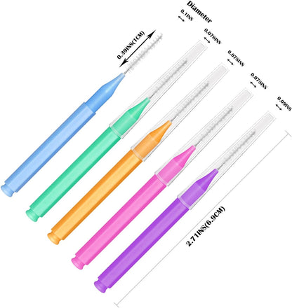 EasyHonor Braces Brush for Cleaner Interdental Toothpick Dental Tooth Flossing Head Oral Hygiene Flosser Cleaners Cleaning Tool (5Colors,75pcs)